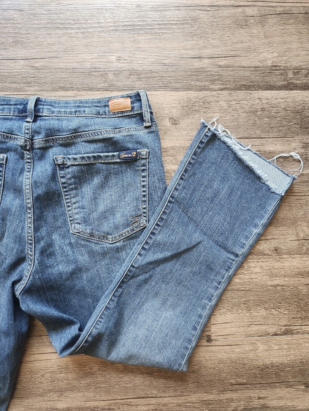 Seven7 Distressed Ankle Fashion Straight Leg Denim Jeans